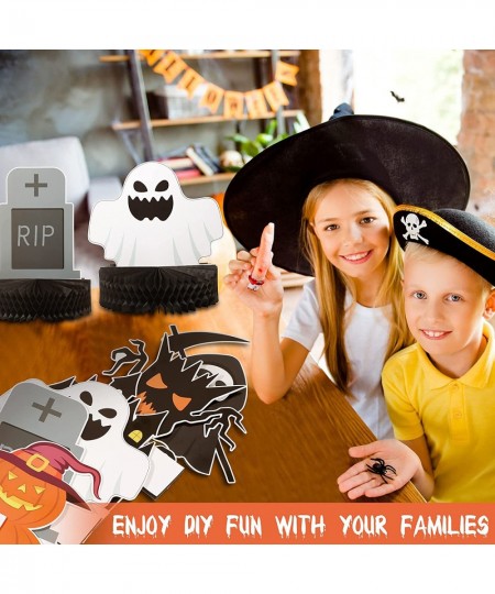 6 Pieces Halloween Honeycomb Table Centerpiece Paper Fan Centerpieces Pumpkin Ghost Tombstone Table Decoration for Halloween ...