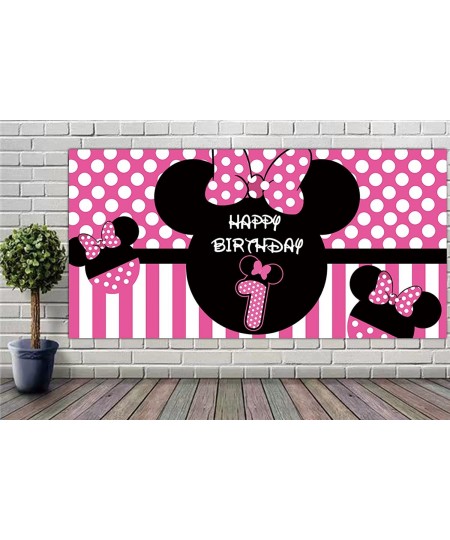 Minnie 1st Birthday Backdrop Minnie 1st Birthday Banner Party Supplies Minnie 1st Birthday Decorations First Birthday Photogr...