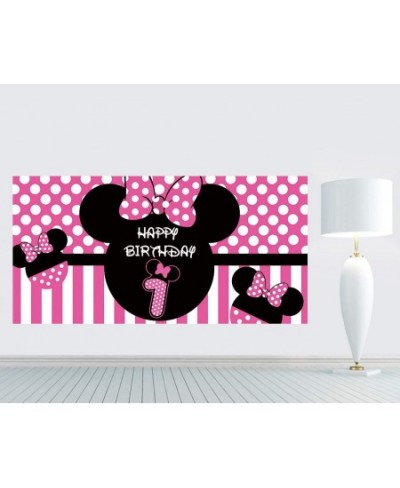 Minnie 1st Birthday Backdrop Minnie 1st Birthday Banner Party Supplies Minnie 1st Birthday Decorations First Birthday Photogr...