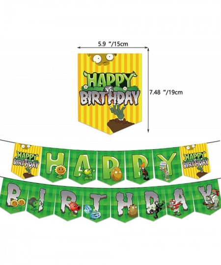 43Pieces Plants Play Game Zombies Party Supplies Including PVZ Happy Birthday Banner PVZ Cake Topper PVZ Latex Balloons for K...