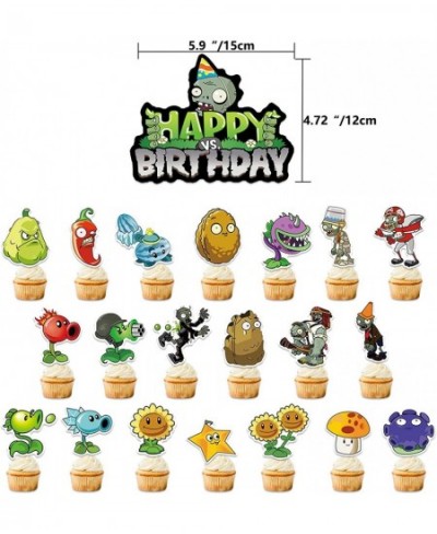 43Pieces Plants Play Game Zombies Party Supplies Including PVZ Happy Birthday Banner PVZ Cake Topper PVZ Latex Balloons for K...