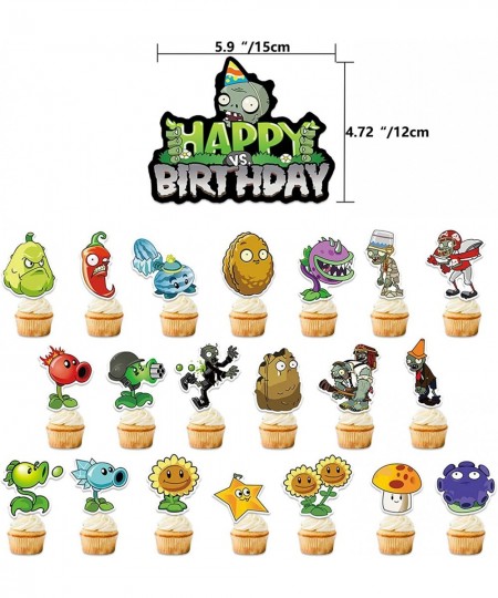 43Pieces Plants Play Game Zombies Party Supplies Including PVZ Happy Birthday Banner PVZ Cake Topper PVZ Latex Balloons for K...