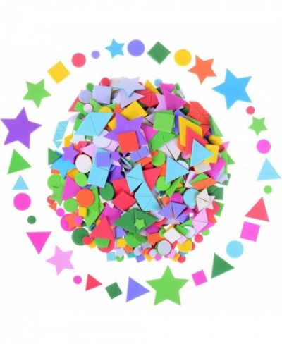 1200 Pieces Assorted Colors Mini Self-Adhesive Geometry Shapes Foam Stickers (Circle Square Triangle)for Crafts Arts Making K...