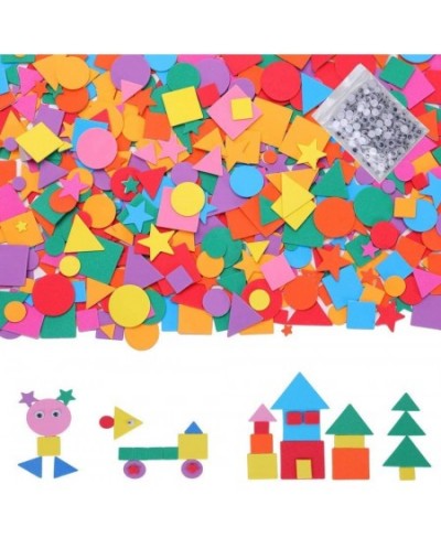 1200 Pieces Assorted Colors Mini Self-Adhesive Geometry Shapes Foam Stickers (Circle Square Triangle)for Crafts Arts Making K...