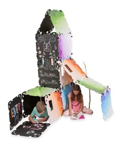 16 Panel Chalkscapes Style Fantasy Forts Indoor Fort Building Kit for Kids 4 and up with Sturdy 22 Inch Square Cardboard Pane...