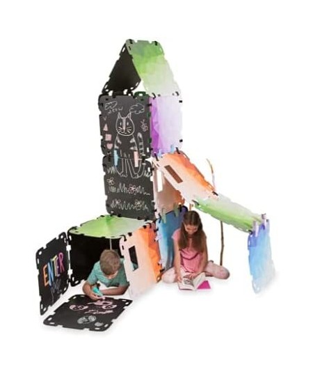 16 Panel Chalkscapes Style Fantasy Forts Indoor Fort Building Kit for Kids 4 and up with Sturdy 22 Inch Square Cardboard Pane...