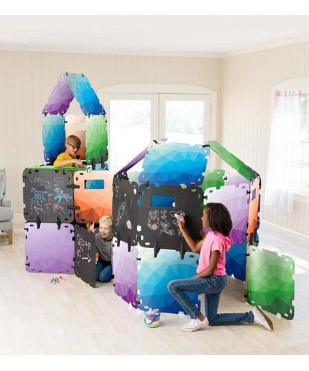 16 Panel Chalkscapes Style Fantasy Forts Indoor Fort Building Kit for Kids 4 and up with Sturdy 22 Inch Square Cardboard Pane...