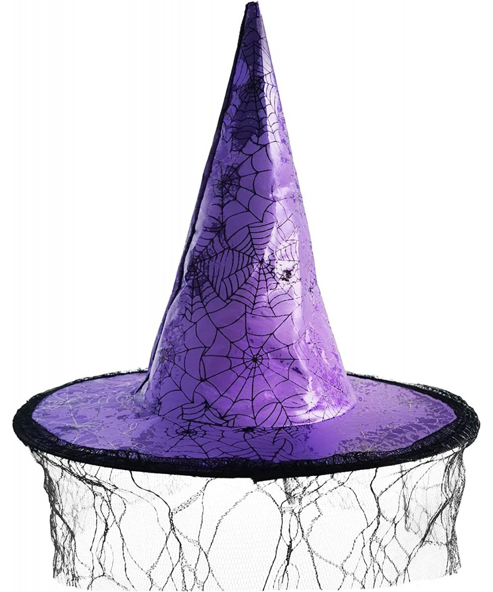 Halloween Witch Hat for Children & Kids Purple Satin Spiderwed Design Halloween Costume Accessory (Purple) $17.56 - Kids' Par...