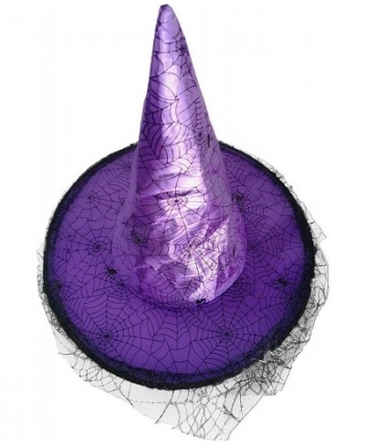 Halloween Witch Hat for Children & Kids Purple Satin Spiderwed Design Halloween Costume Accessory (Purple) $17.56 - Kids' Par...