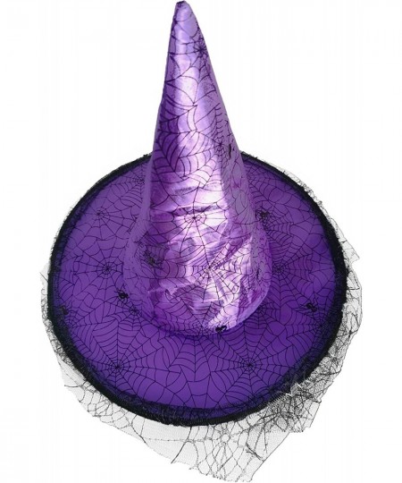 Halloween Witch Hat for Children & Kids Purple Satin Spiderwed Design Halloween Costume Accessory (Purple) $17.56 - Kids' Par...