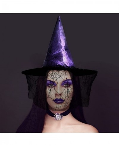 Halloween Witch Hat for Children & Kids Purple Satin Spiderwed Design Halloween Costume Accessory (Purple) $17.56 - Kids' Par...