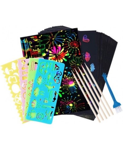 Christmas Crafts 50 PCS Rainbow Magic Scratch Paper for Kids Black Scratch Off Art Crafts Notes Boards Sheet for Birthday Par...