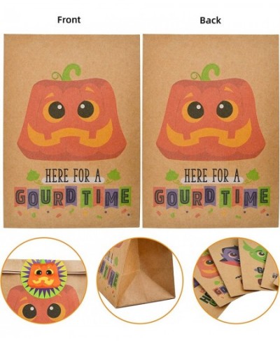 24 PCS Halloween Kraft Paper Treat Bags with Character Designs Halloween Candy Bag with Kraft Paper Bag & Sticker Halloween C...