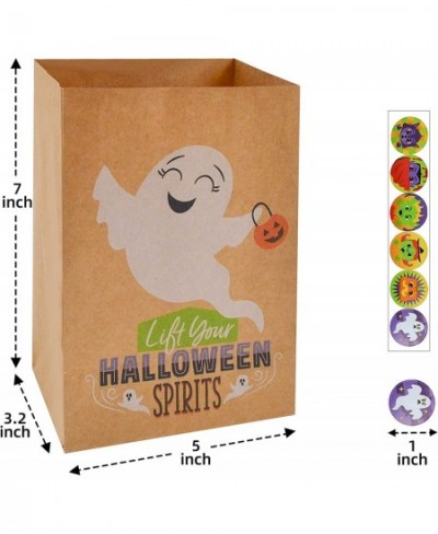 24 PCS Halloween Kraft Paper Treat Bags with Character Designs Halloween Candy Bag with Kraft Paper Bag & Sticker Halloween C...