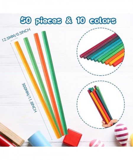 50 Pack Kids Rhythm Sticks Bulk Colored Wood Lummi Sticks Set Wooden Musical Percussion Instruments Music Toys for Children T...