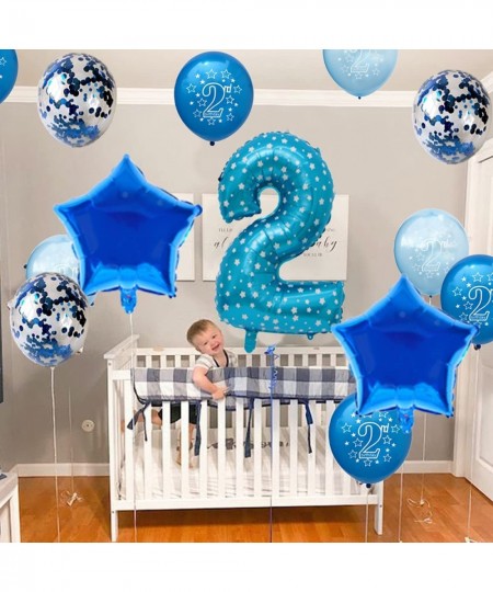 2nd Birthday Party Supplies for Boys I Am Two Banner Number 2 Foil Balloon Paper Pom Poms for Baby Shower Kids Royal Prince T...