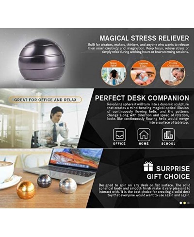 Office Stress Relief Gadgets Metal Kinetic Spinning Desk Toy New Version Fidget Toy Ball for Adults & Kids Anti Anxiety ADHD ...