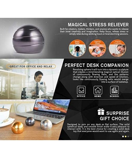 Office Stress Relief Gadgets Metal Kinetic Spinning Desk Toy New Version Fidget Toy Ball for Adults & Kids Anti Anxiety ADHD ...