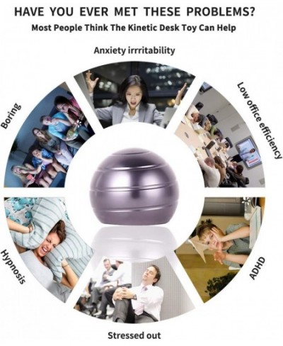 Office Stress Relief Gadgets Metal Kinetic Spinning Desk Toy New Version Fidget Toy Ball for Adults & Kids Anti Anxiety ADHD ...