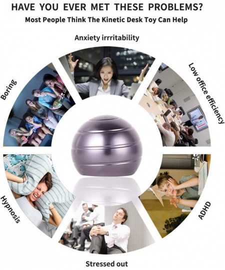 Office Stress Relief Gadgets Metal Kinetic Spinning Desk Toy New Version Fidget Toy Ball for Adults & Kids Anti Anxiety ADHD ...