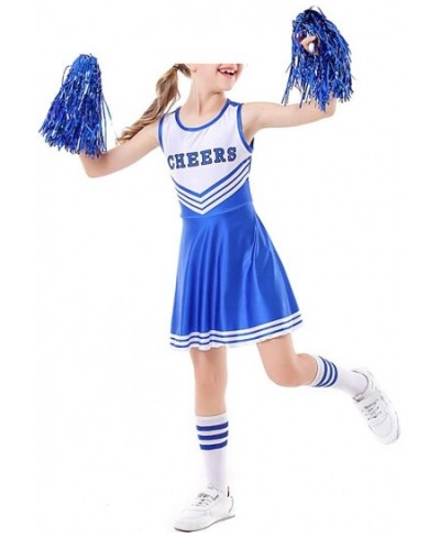 Cheerleader Costume for Girls Girls High School Cheerleading Uniform Dress Outfit with Stockings 2 Pom Poms $36.87 - Kids' Co...