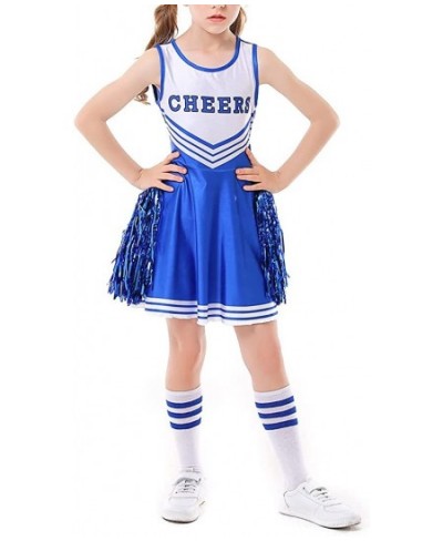 Cheerleader Costume for Girls Girls High School Cheerleading Uniform Dress Outfit with Stockings 2 Pom Poms $36.87 - Kids' Co...