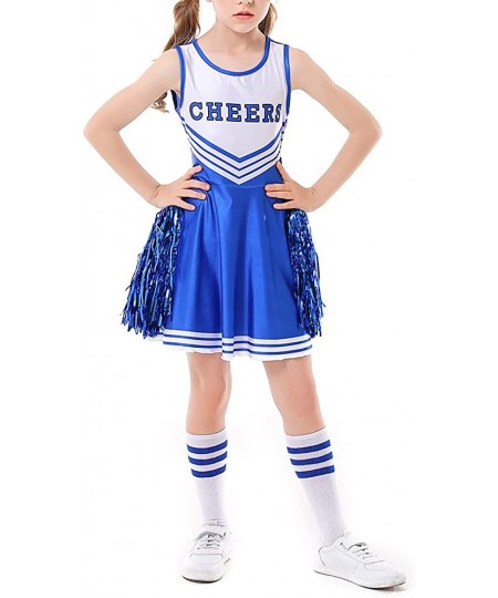 Cheerleader Costume for Girls Girls High School Cheerleading Uniform Dress Outfit with Stockings 2 Pom Poms $36.87 - Kids' Co...