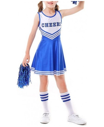 Cheerleader Costume for Girls Girls High School Cheerleading Uniform Dress Outfit with Stockings 2 Pom Poms $36.87 - Kids' Co...