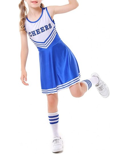 Cheerleader Costume for Girls Girls High School Cheerleading Uniform Dress Outfit with Stockings 2 Pom Poms $36.87 - Kids' Co...