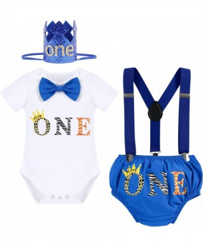 Baby Boys 1st Birthday Cake Smash Outfit Bowtie Romper Suspenders Shorts Pants Set with Lion Headband 4PCS Photo Props $22.21...