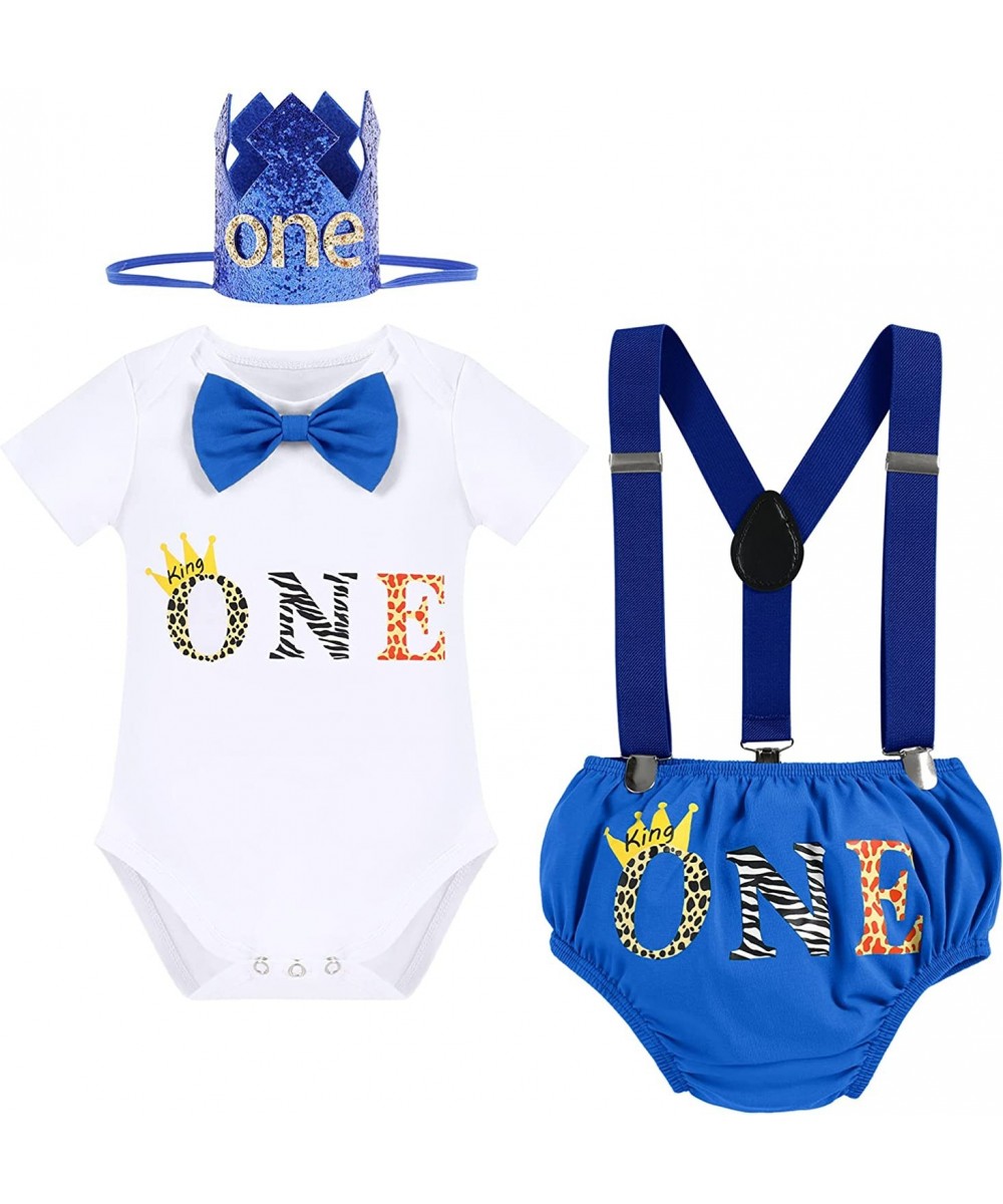 Baby Boys 1st Birthday Cake Smash Outfit Bowtie Romper Suspenders Shorts Pants Set with Lion Headband 4PCS Photo Props $22.21...