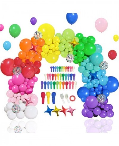 146pcs Rainbow Balloons Garland Arch Kit 12 Assorted Multicolor and Confetti Balloons for Birthday Color Party Anniversary Fe...