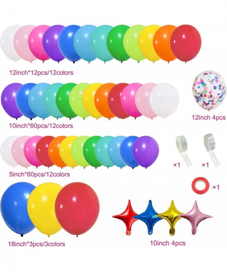 146pcs Rainbow Balloons Garland Arch Kit 12 Assorted Multicolor and Confetti Balloons for Birthday Color Party Anniversary Fe...