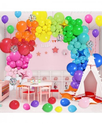 146pcs Rainbow Balloons Garland Arch Kit 12 Assorted Multicolor and Confetti Balloons for Birthday Color Party Anniversary Fe...