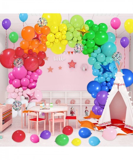 146pcs Rainbow Balloons Garland Arch Kit 12 Assorted Multicolor and Confetti Balloons for Birthday Color Party Anniversary Fe...