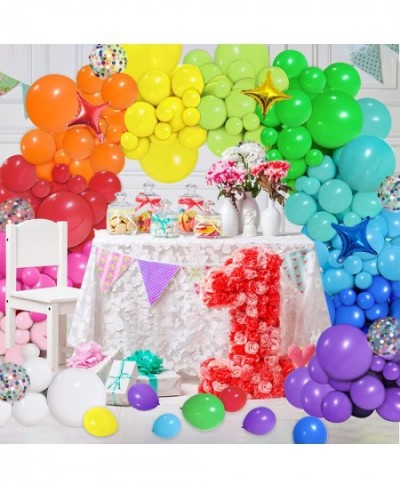 146pcs Rainbow Balloons Garland Arch Kit 12 Assorted Multicolor and Confetti Balloons for Birthday Color Party Anniversary Fe...