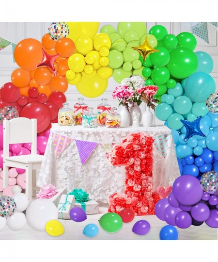 146pcs Rainbow Balloons Garland Arch Kit 12 Assorted Multicolor and Confetti Balloons for Birthday Color Party Anniversary Fe...