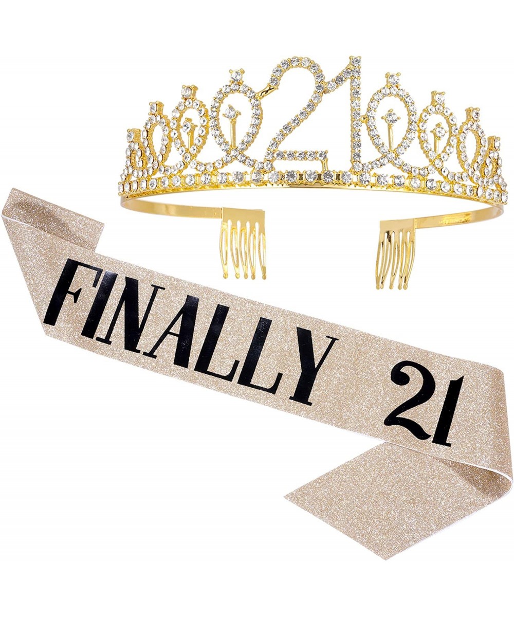 21st Birthday Decorations for Her Birthday Sash & Tiara Set Happy Birthday Gifts Birthday Sash and Crown for Women 21 Birthda...