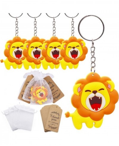 Cute Lion Keychain Birthday Party Favors 24 Sets Goodie Bags Gifts with Thank You Kraft Tags And White Gift Bags For Kid Jung...