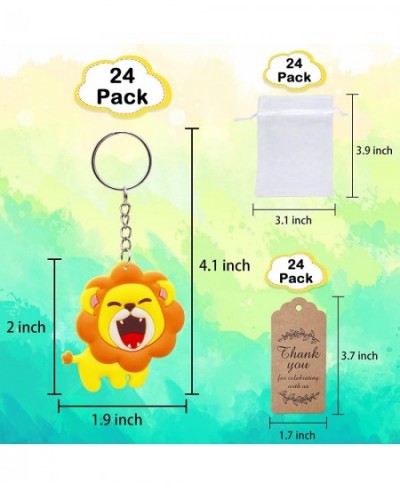 Cute Lion Keychain Birthday Party Favors 24 Sets Goodie Bags Gifts with Thank You Kraft Tags And White Gift Bags For Kid Jung...