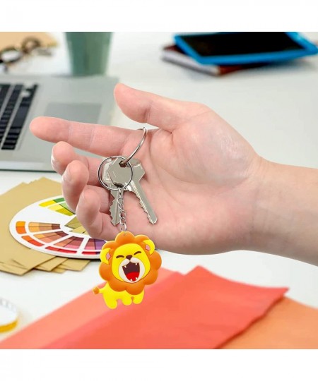 Cute Lion Keychain Birthday Party Favors 24 Sets Goodie Bags Gifts with Thank You Kraft Tags And White Gift Bags For Kid Jung...