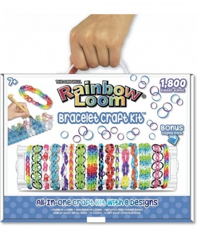 Rainbow Loom® Bracelet Craft Kit Features Carrying Case 8 Bracelet Instructions Bracelet Display Rack 1800 Colorful Bands Mak...