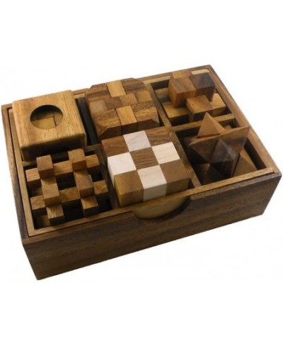 6 Wooden Puzzle Gift Set in A Wood Box - 3D Unique IQ Puzzles $52.03 - Brain Teaser Puzzles