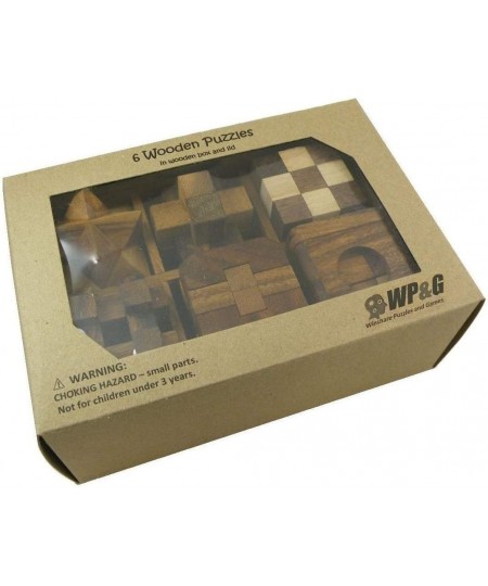 6 Wooden Puzzle Gift Set in A Wood Box - 3D Unique IQ Puzzles $52.03 - Brain Teaser Puzzles