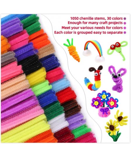 Pipe Cleaners Chenille Stems 1050 Pieces 30 Assorted Colors for Craft Arts Creative DIY Projects Decorations 6mm x 12inch Fuz...