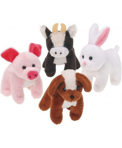 12 pcs Plush Furry Farm Animals 5" Stuffed Animal Toys Plushed Cow Pig Dog Rabbit for Pretend Play Party Favors Gifts Classro...