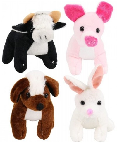 12 pcs Plush Furry Farm Animals 5" Stuffed Animal Toys Plushed Cow Pig Dog Rabbit for Pretend Play Party Favors Gifts Classro...