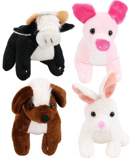 12 pcs Plush Furry Farm Animals 5" Stuffed Animal Toys Plushed Cow Pig Dog Rabbit for Pretend Play Party Favors Gifts Classro...