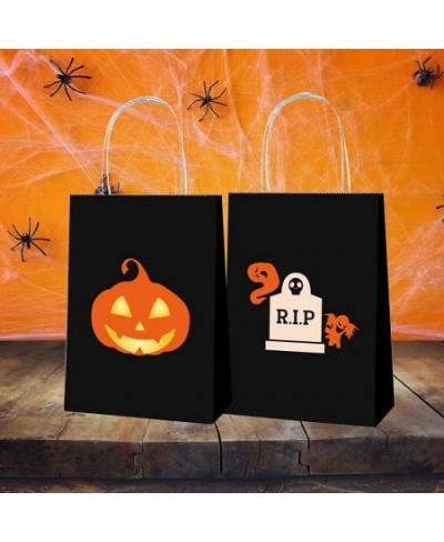 12 Pcs Halloween Paper Treat Bags Trick or Treat Halloween Candy Bags Glow in The Dark Bags with Handles for Halloween Party ...