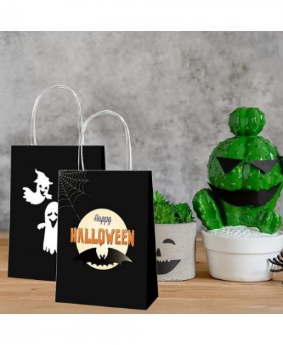 12 Pcs Halloween Paper Treat Bags Trick or Treat Halloween Candy Bags Glow in The Dark Bags with Handles for Halloween Party ...